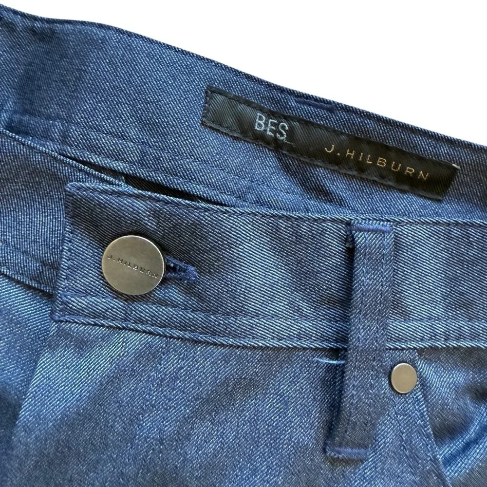 J. Hilburn Pants Mens 40x30 Blue Denim Look Straight Leg 5-Pocket Stretch Wool